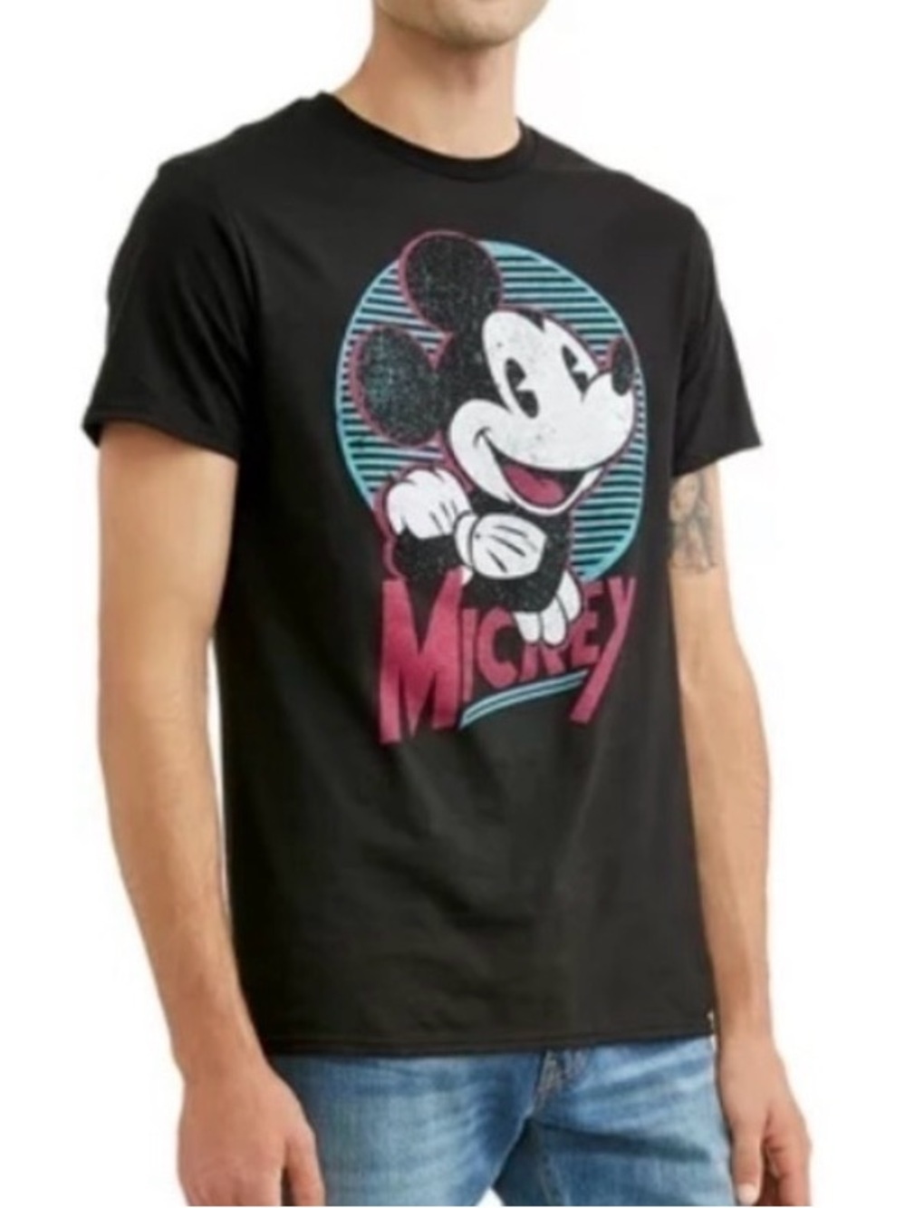 DISNEY MICKEY MOUSE RETRO LOGO GRAPHIC COTTON T-SHIRT ADULT MEN'S 3X